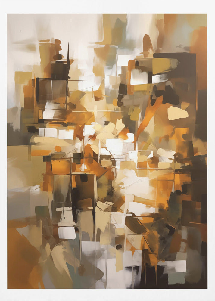 Abstract Patchwork In Earth Tones - Poster / Art Print