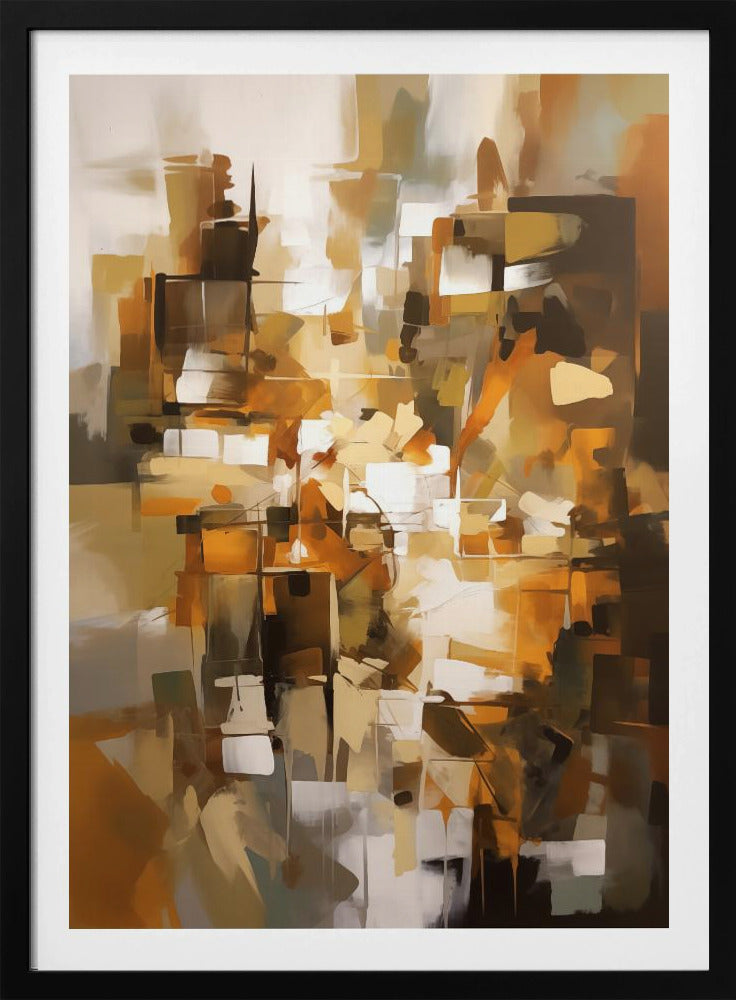 Abstract Patchwork In Earth Tones - Poster / Art Print