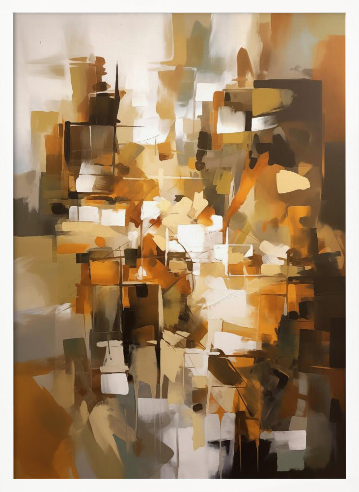 Abstract Patchwork In Earth Tones - Poster / Art Print