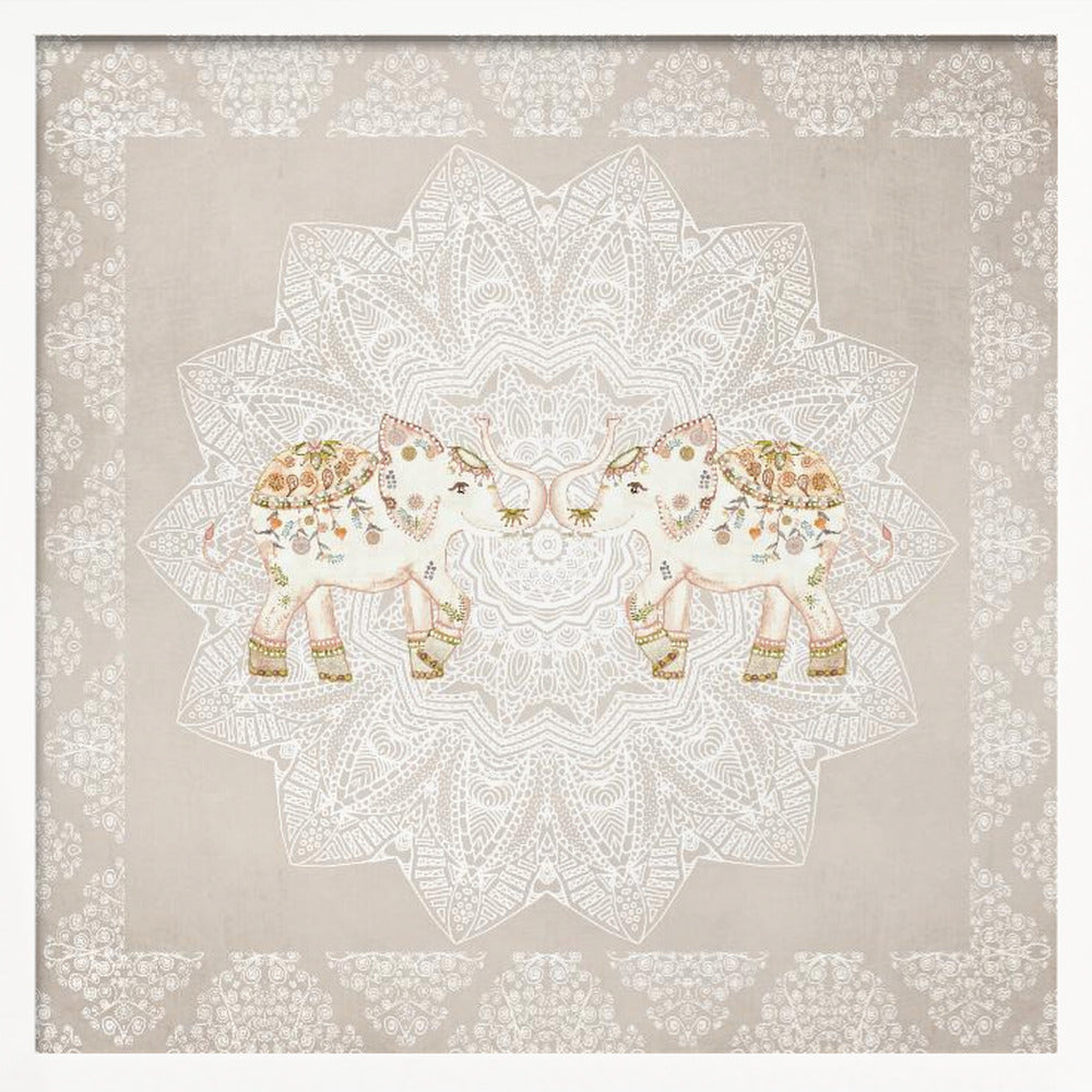Indian Elephants Mandala - Poster / Art Print