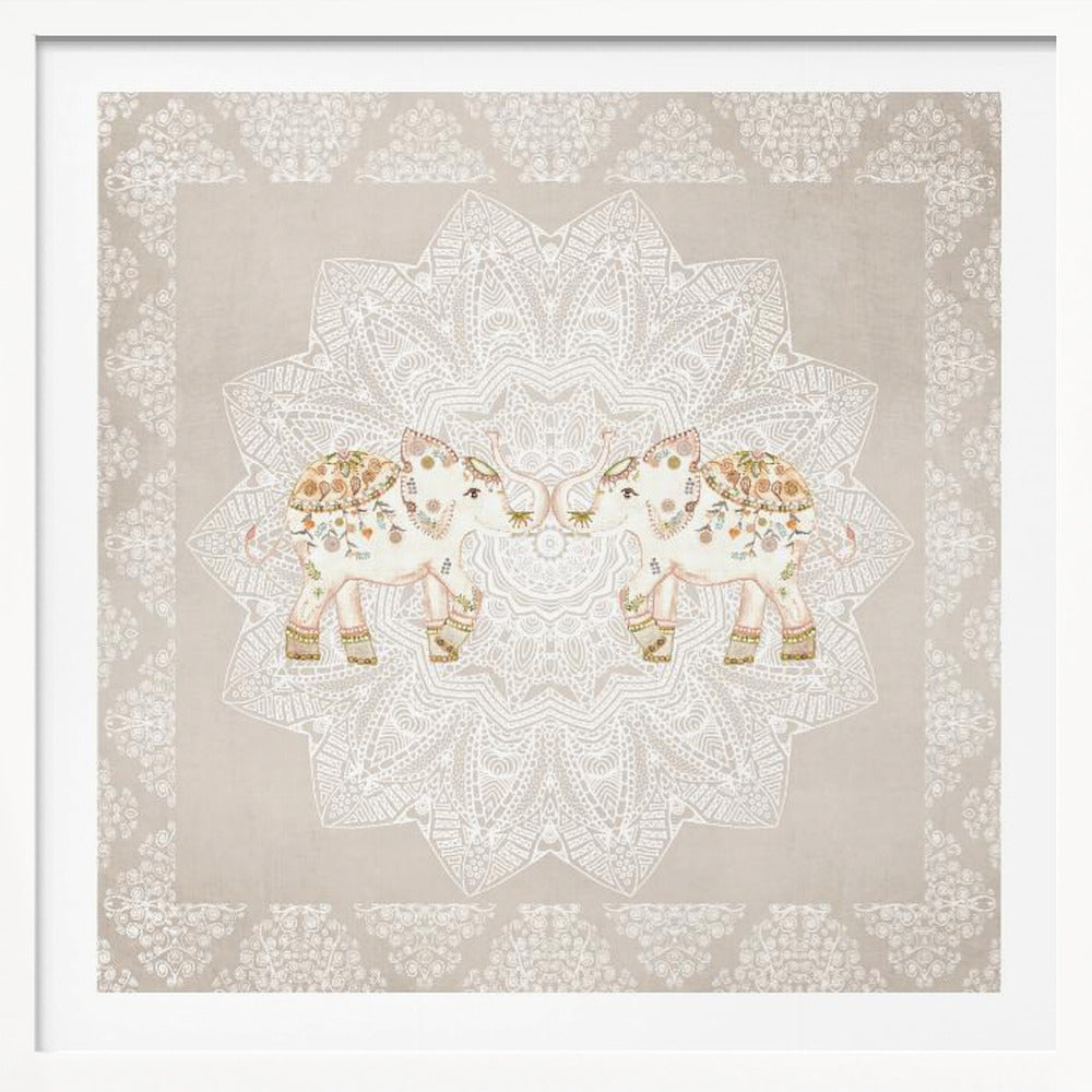 Indian Elephants Mandala - Poster / Art Print