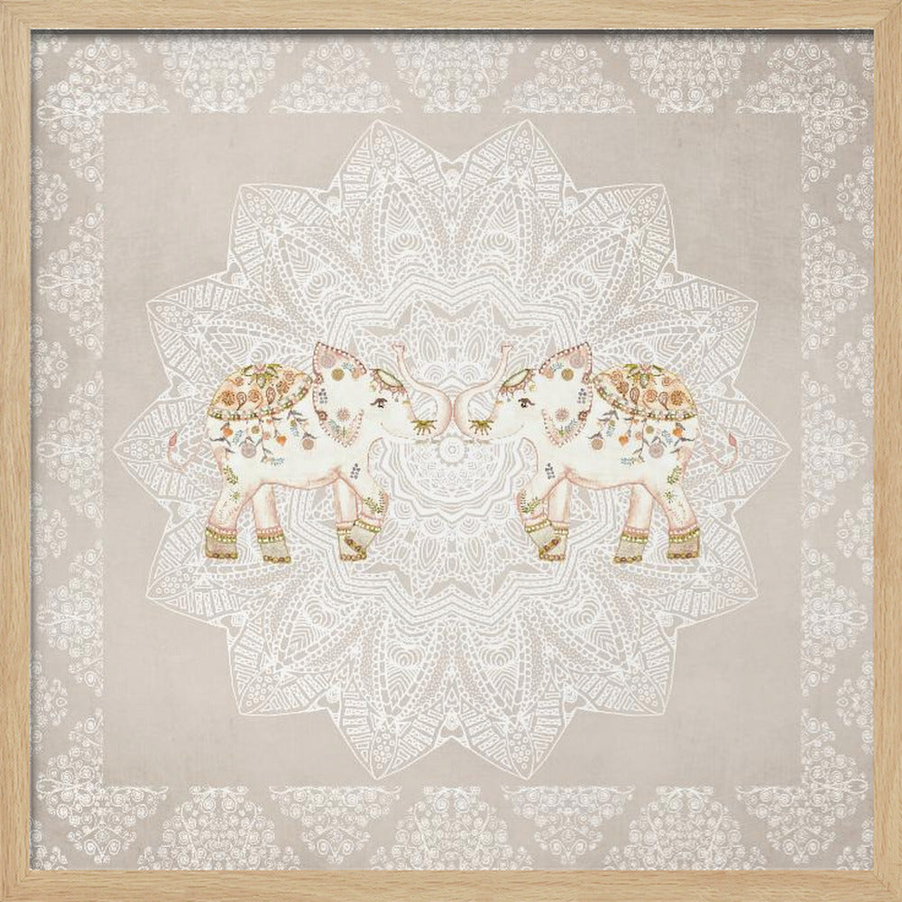 Indian Elephants Mandala - Poster / Art Print