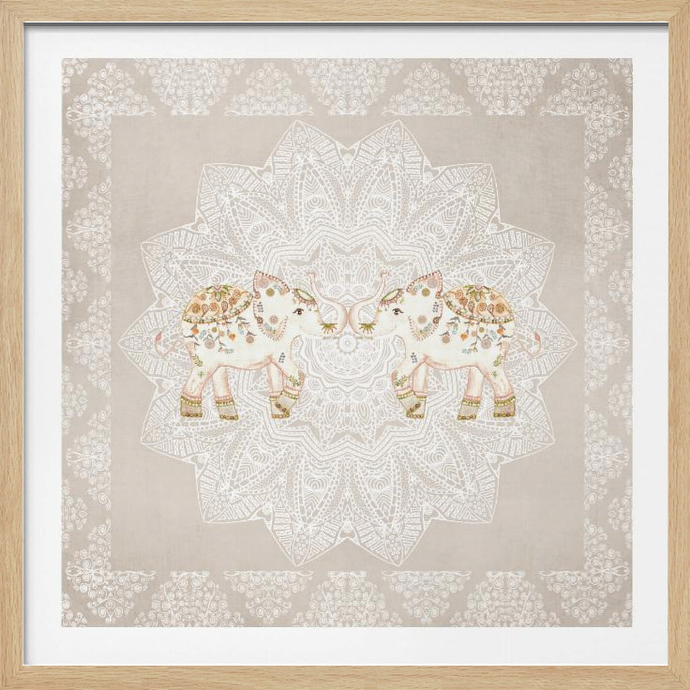 Indian Elephants Mandala - Poster / Art Print