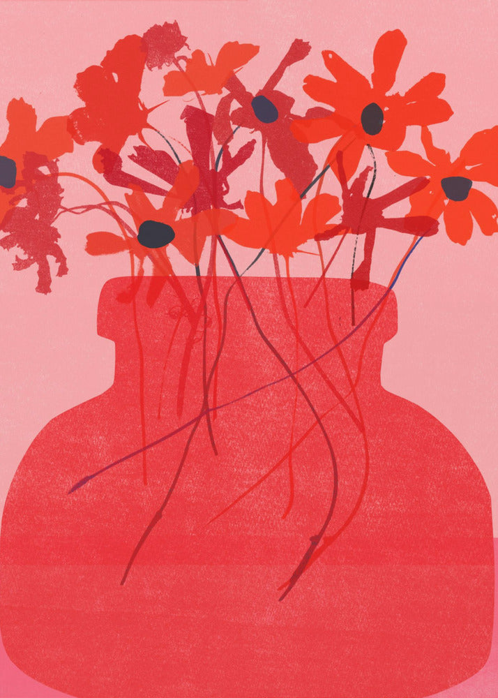 Red Flower in a Vase - Poster / Art Print