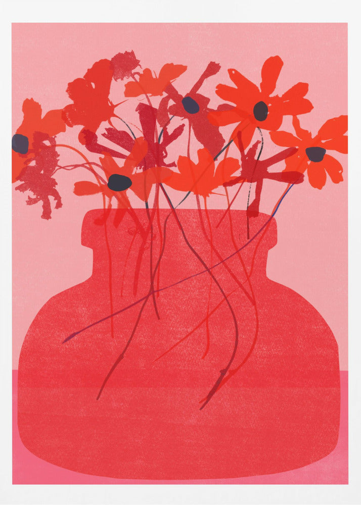 Red Flower in a Vase - Poster / Art Print