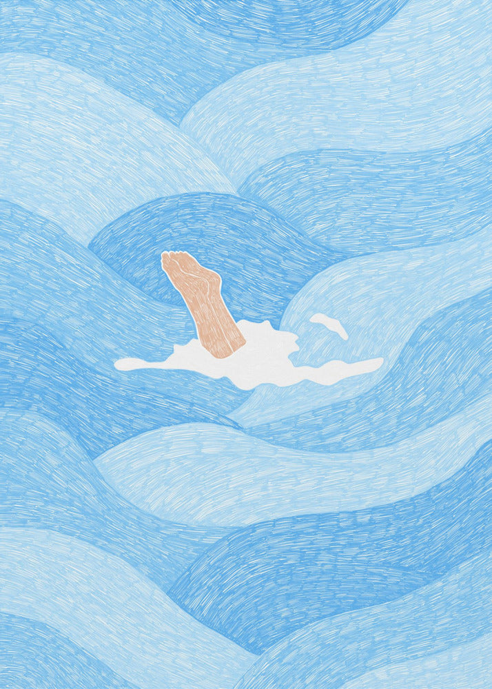 Swimming in the Summer Ocean - Poster / Art Print