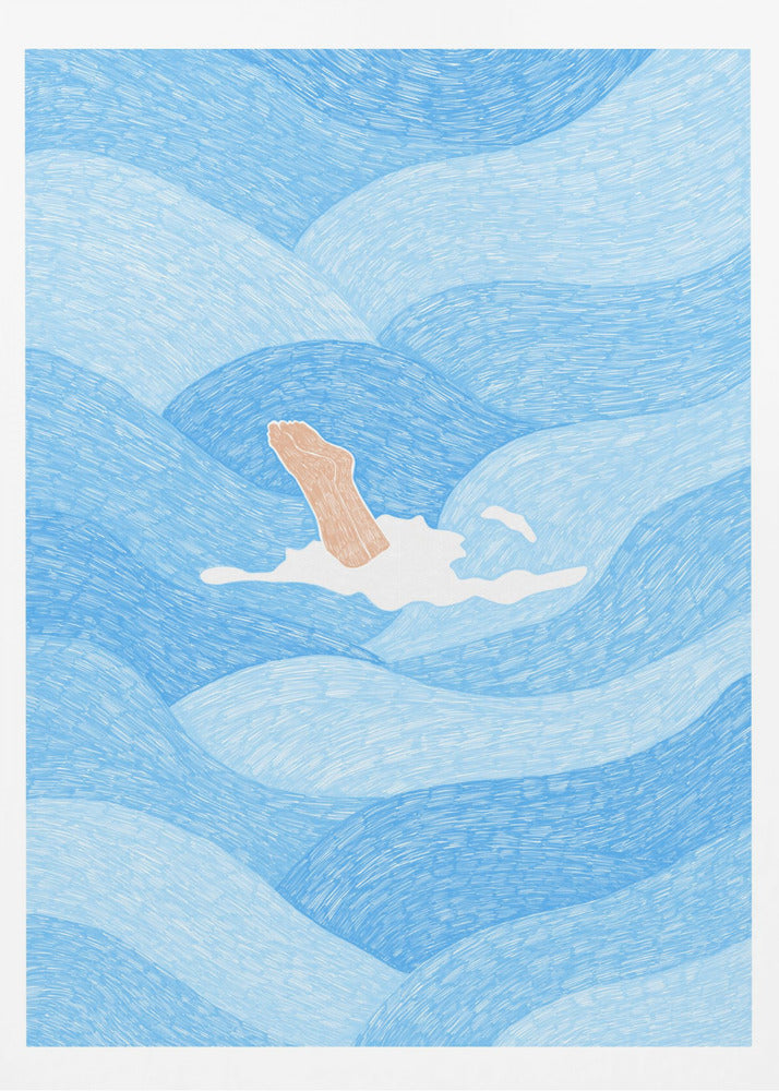Swimming in the Summer Ocean - Poster / Art Print