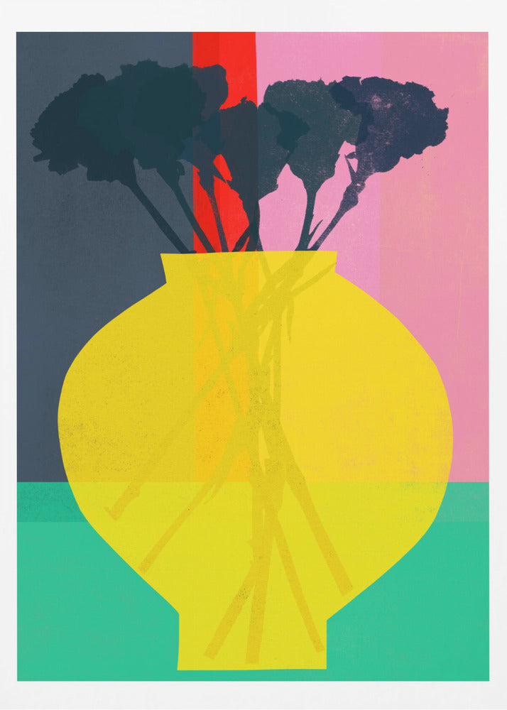 Flower and Yellow Vase Silhouette - Poster / Art Print
