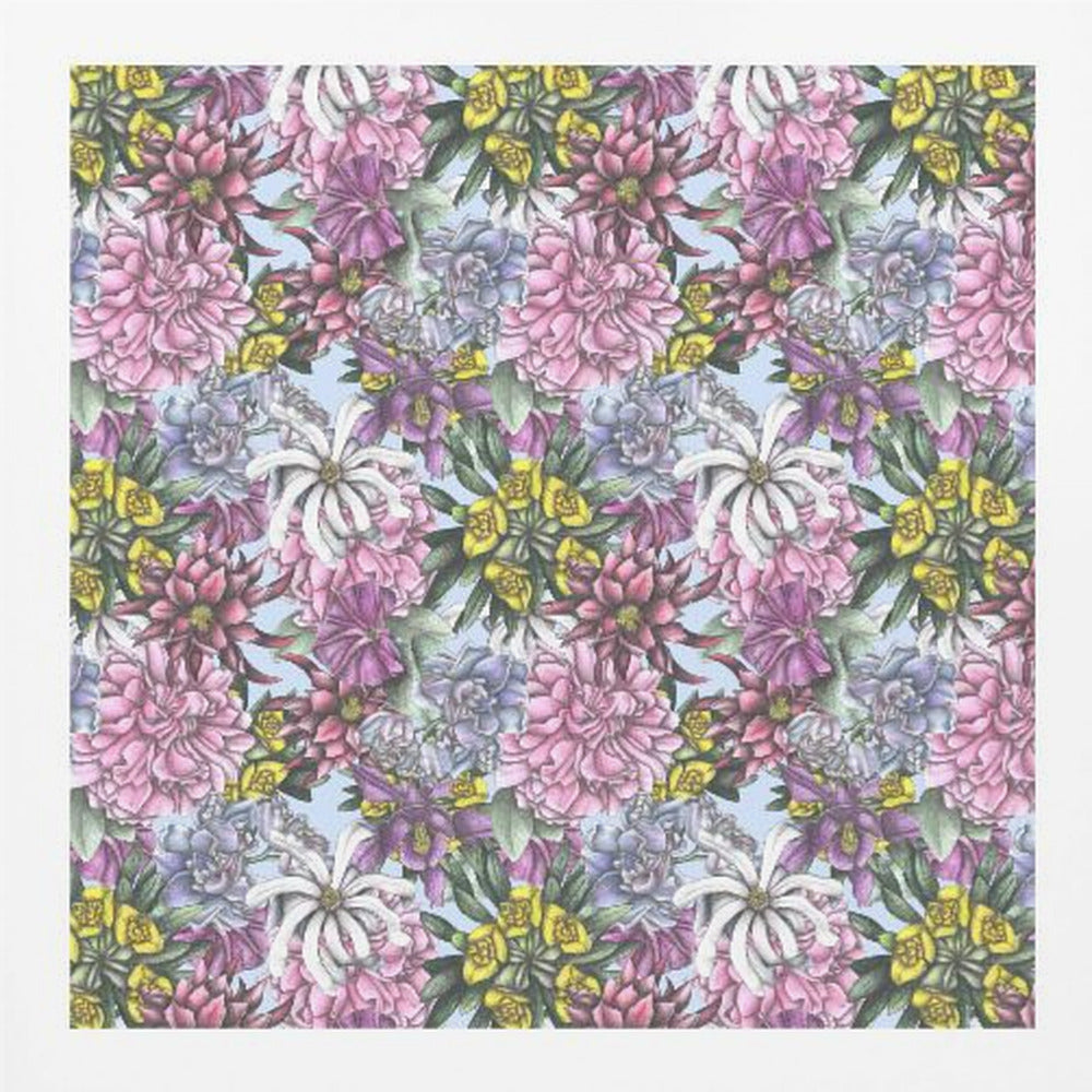 Colorful Flowers with Green Leaves - Poster / Art Print