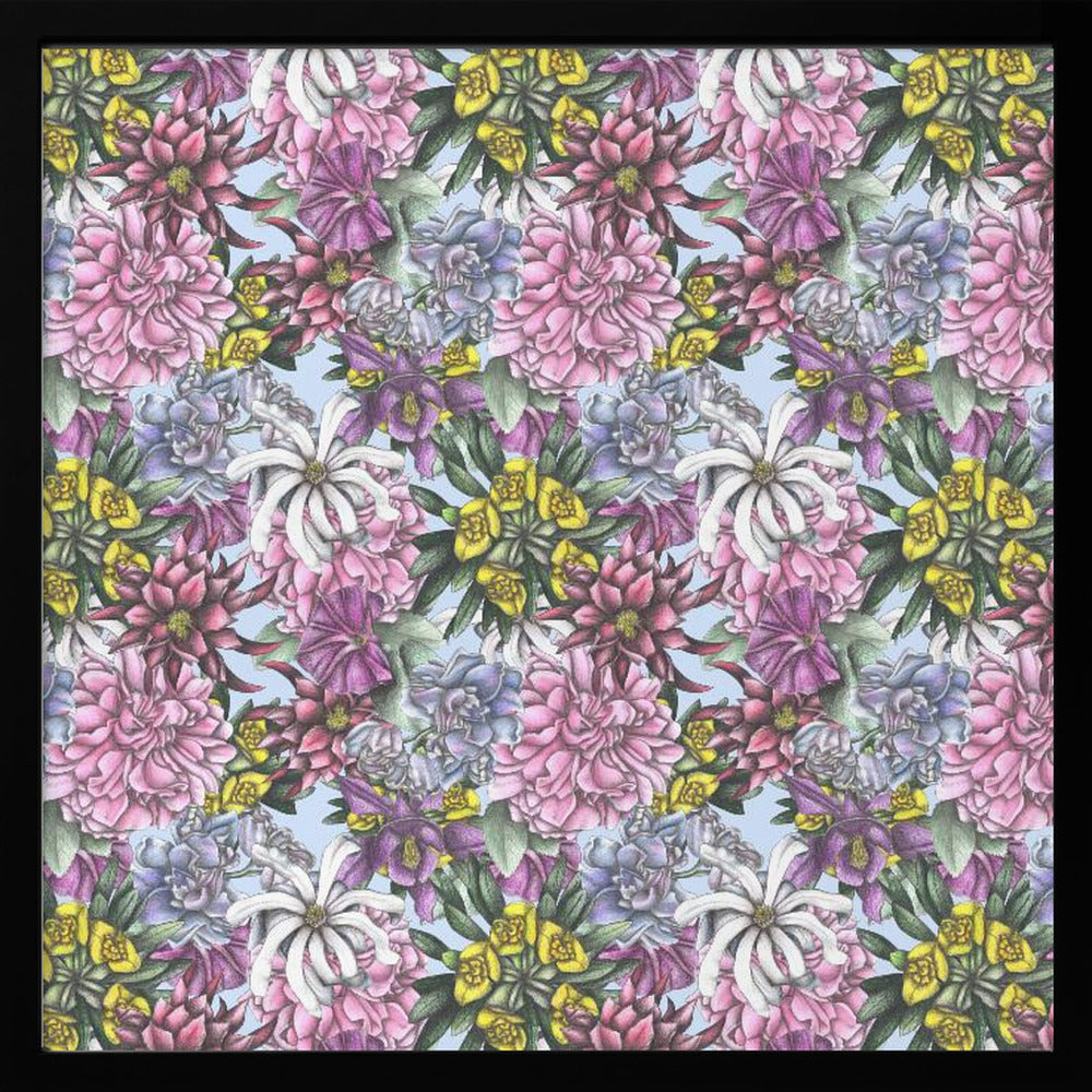 Colorful Flowers with Green Leaves - Poster / Art Print
