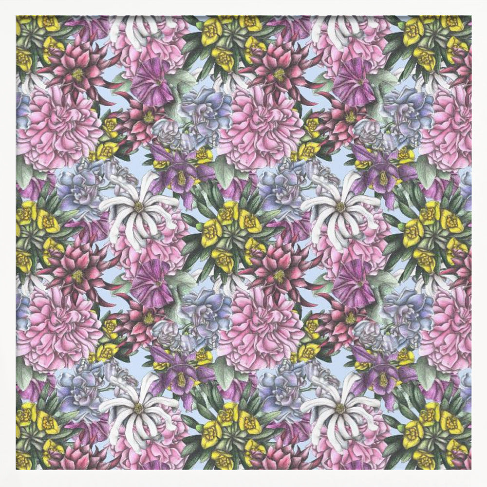 Colorful Flowers with Green Leaves - Poster / Art Print