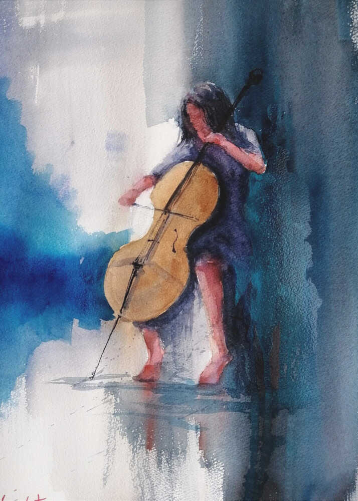 A Musician Playing A Cello - Poster / Art Print