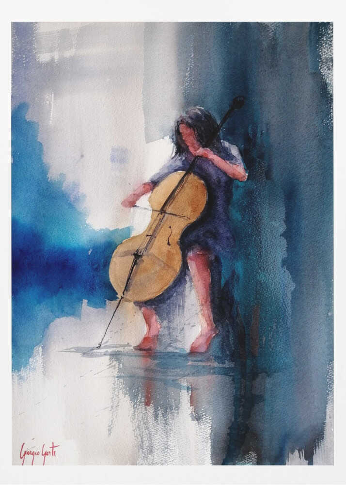 A Musician Playing A Cello - Poster / Art Print