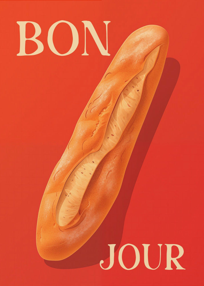 Baguette On A Red Background - Poster / Art Print