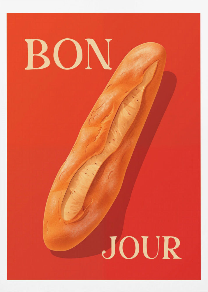 Baguette On A Red Background - Poster / Art Print