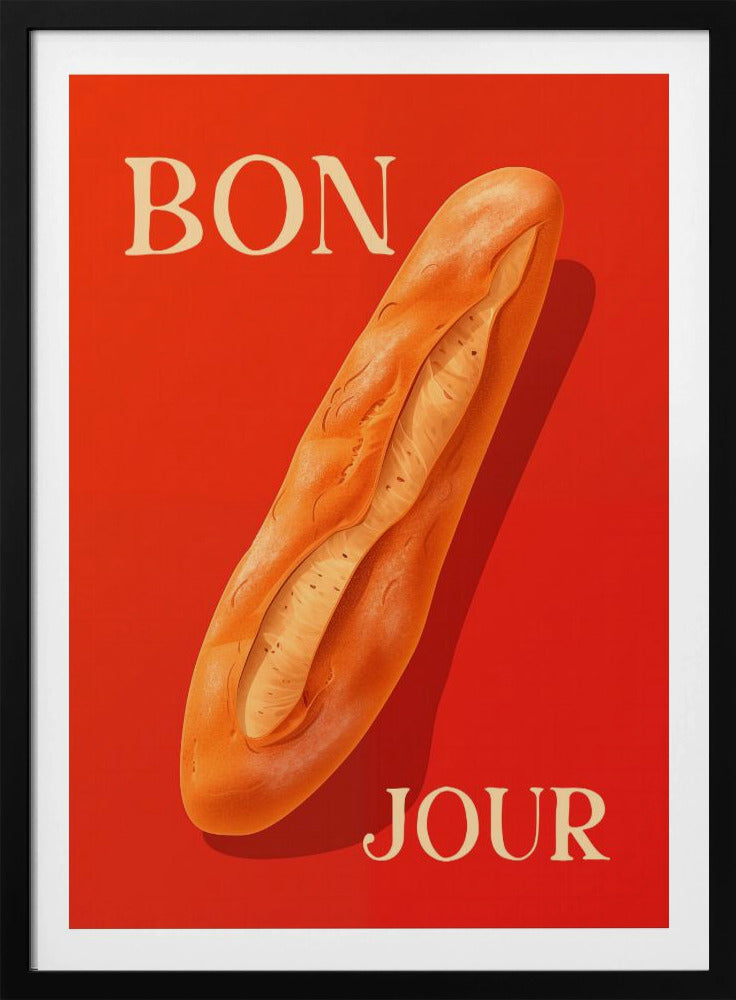 Baguette On A Red Background - Poster / Art Print