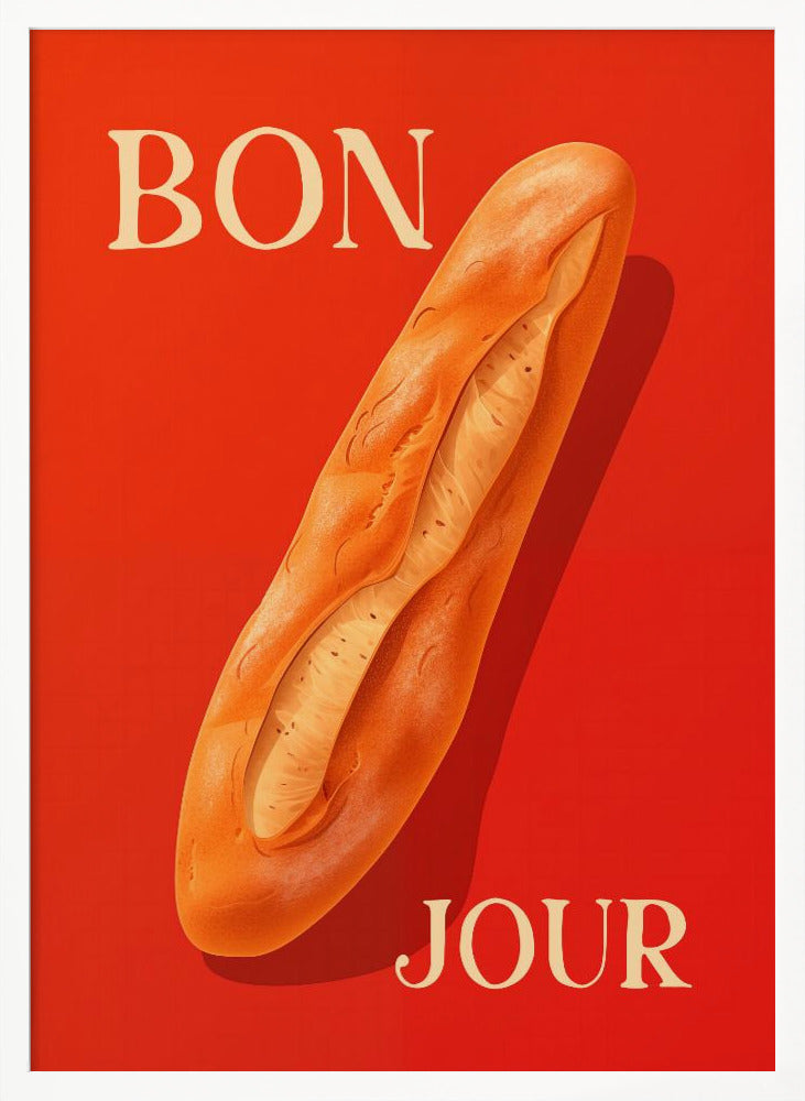 Baguette On A Red Background - Poster / Art Print