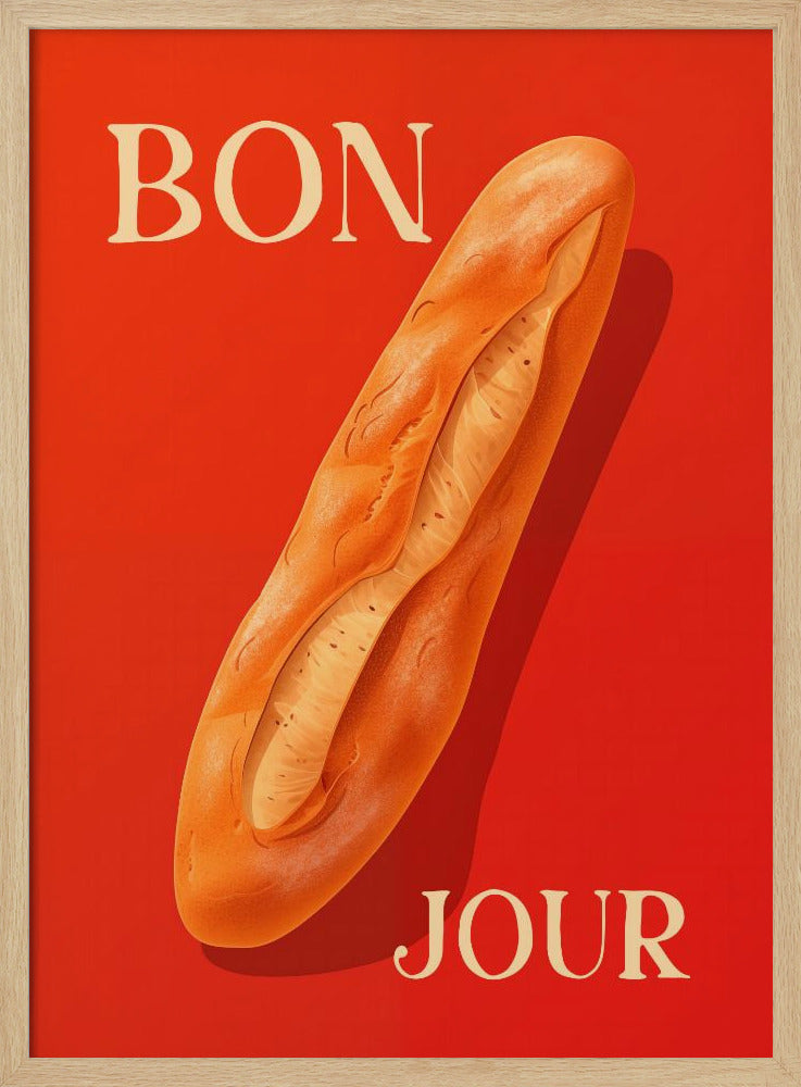 Baguette On A Red Background - Poster / Art Print