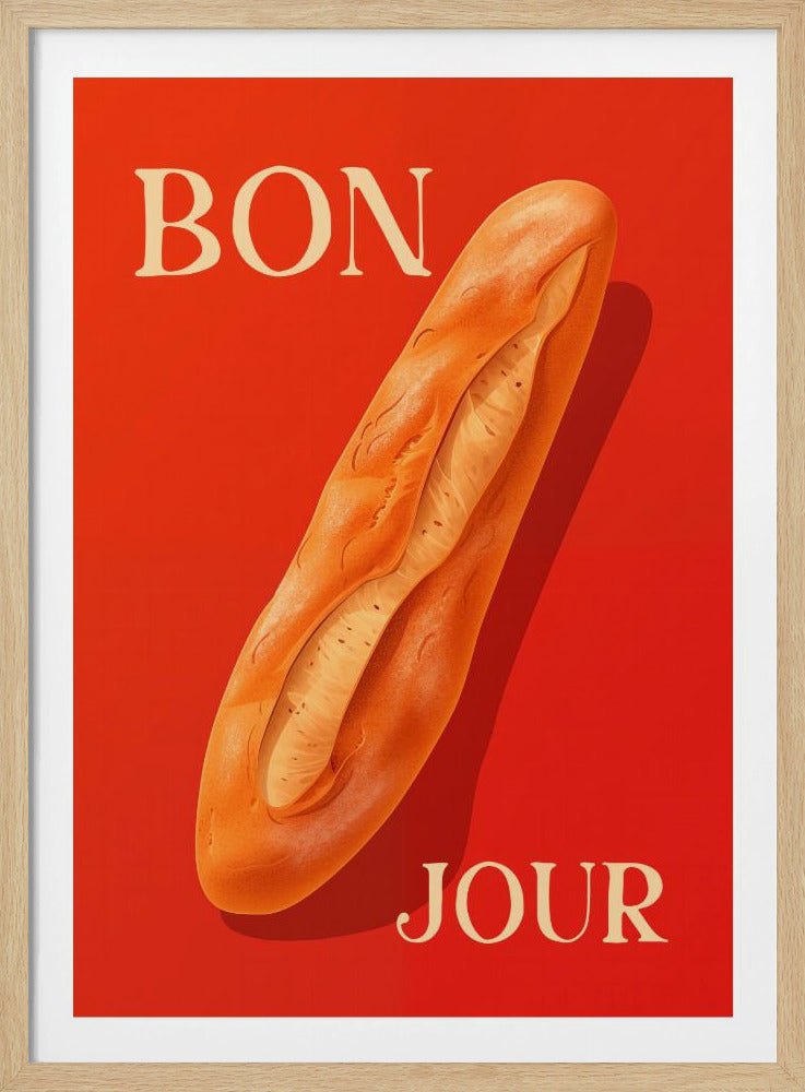 Baguette On A Red Background - Poster / Art Print
