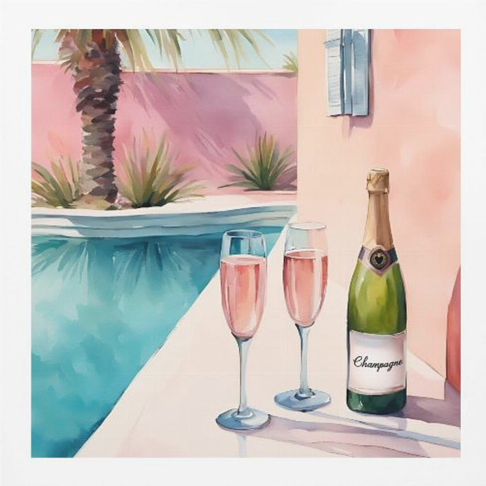 Champagne at the pool - Poster / Art Print