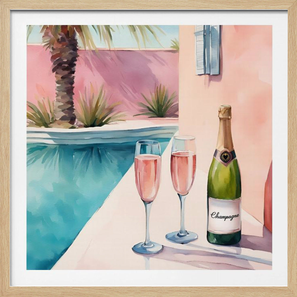 Champagne at the pool - Poster / Art Print