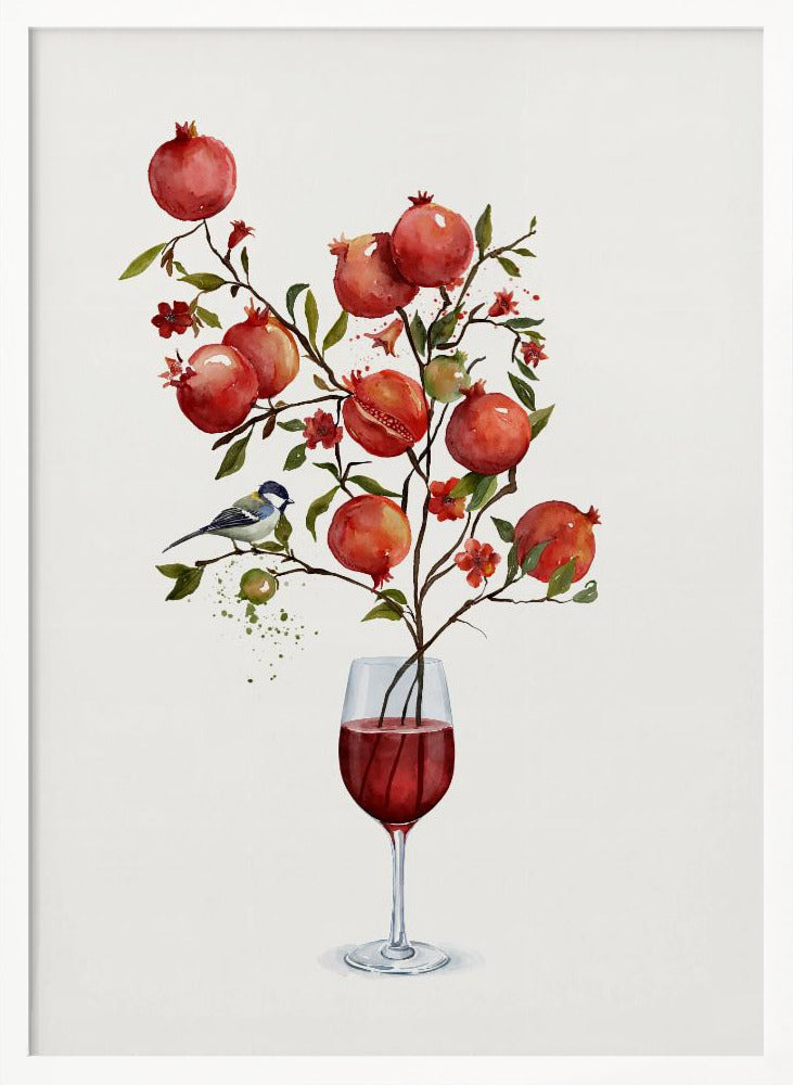 Pomegranate In a Glass of Wine - Poster / Art Print