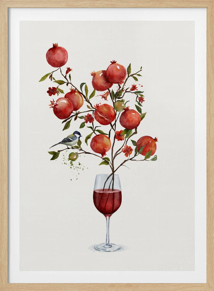 Pomegranate In a Glass of Wine - Poster / Art Print