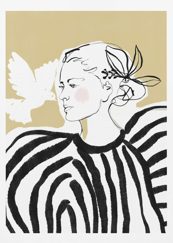 Woman Profile with a Zebra Stripe Pattern - Poster / Art Print
