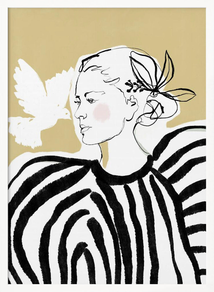 Woman Profile with a Zebra Stripe Pattern - Poster / Art Print
