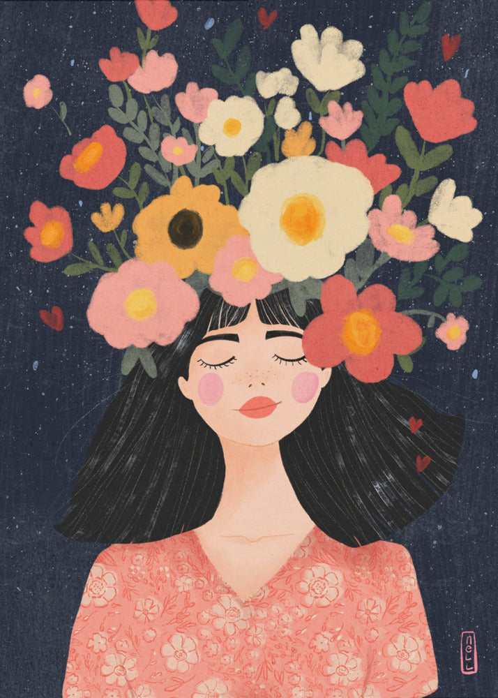 Midnight Flowers and Thoughts - Poster / Art Print
