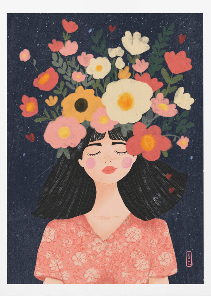 Midnight Flowers and Thoughts - Poster / Art Print