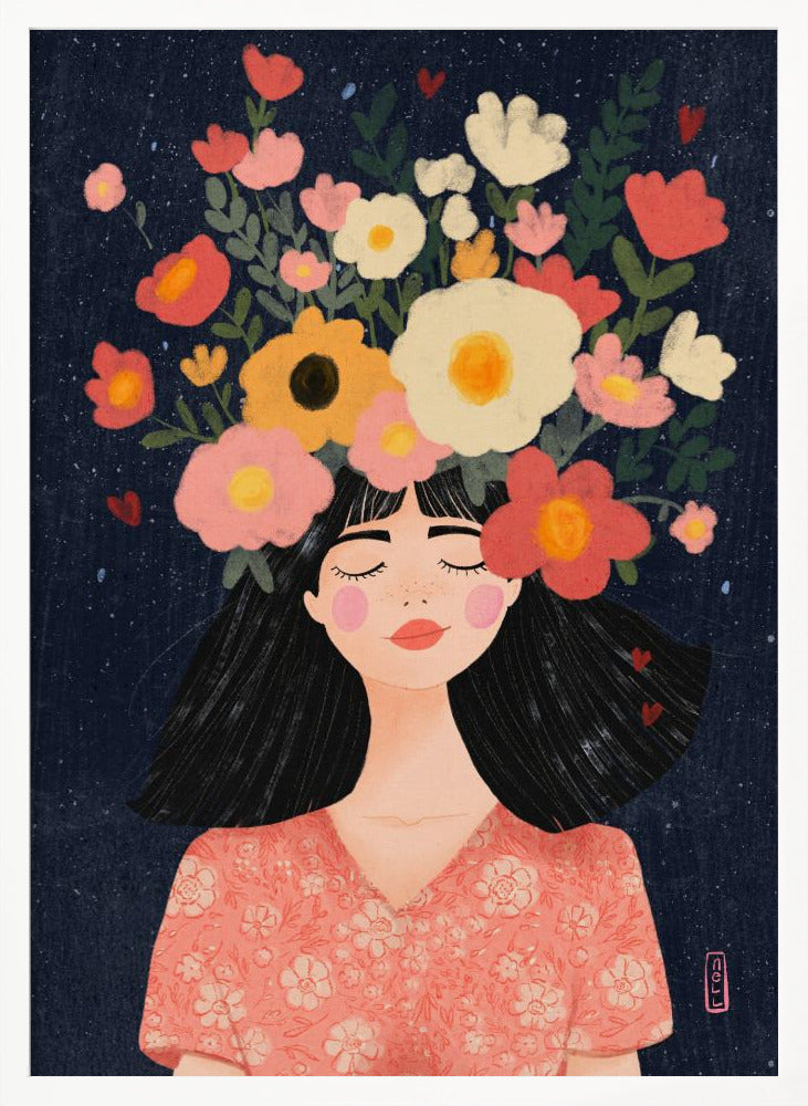 Midnight Flowers and Thoughts - Poster / Art Print