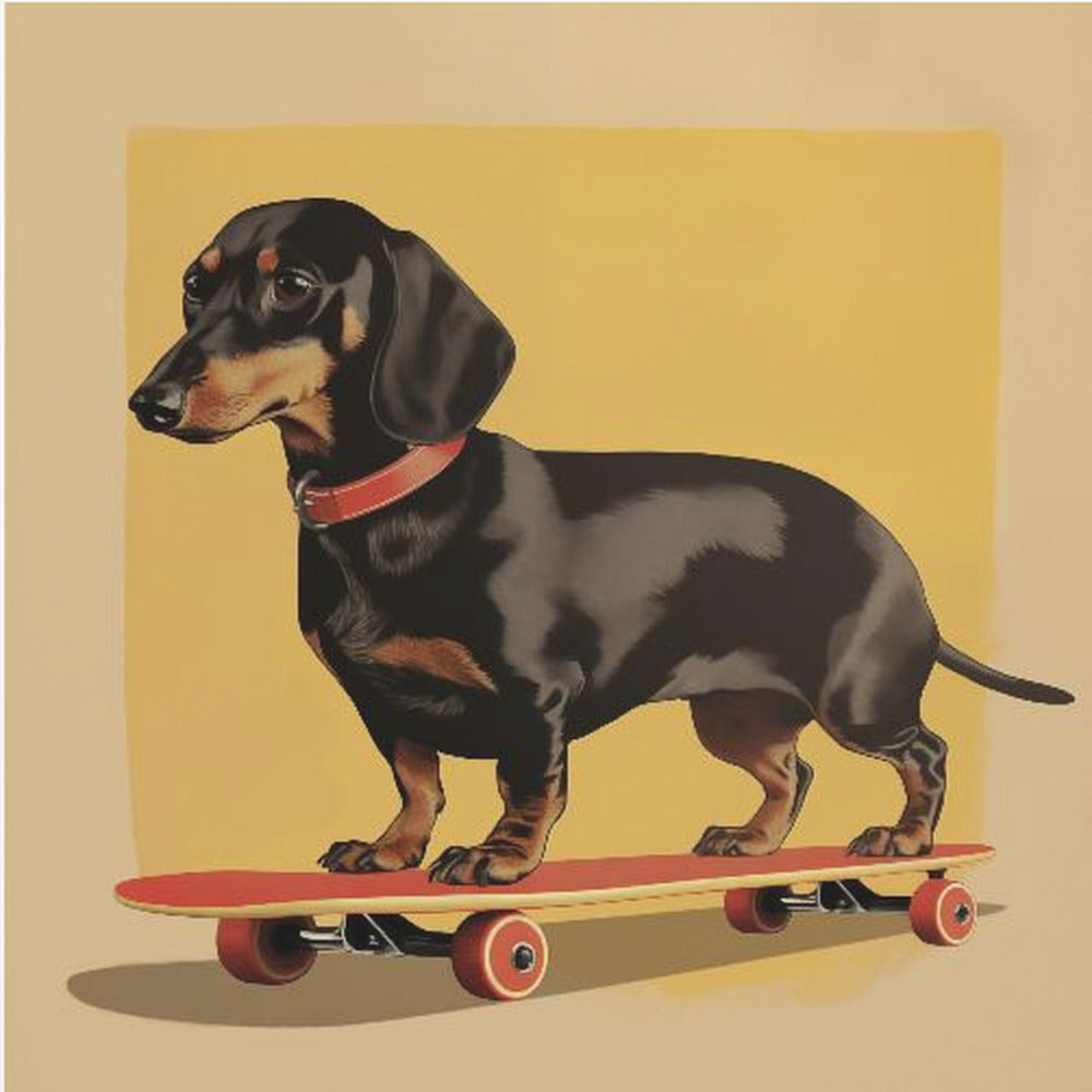 Dachshund Skater - Poster / Art Print