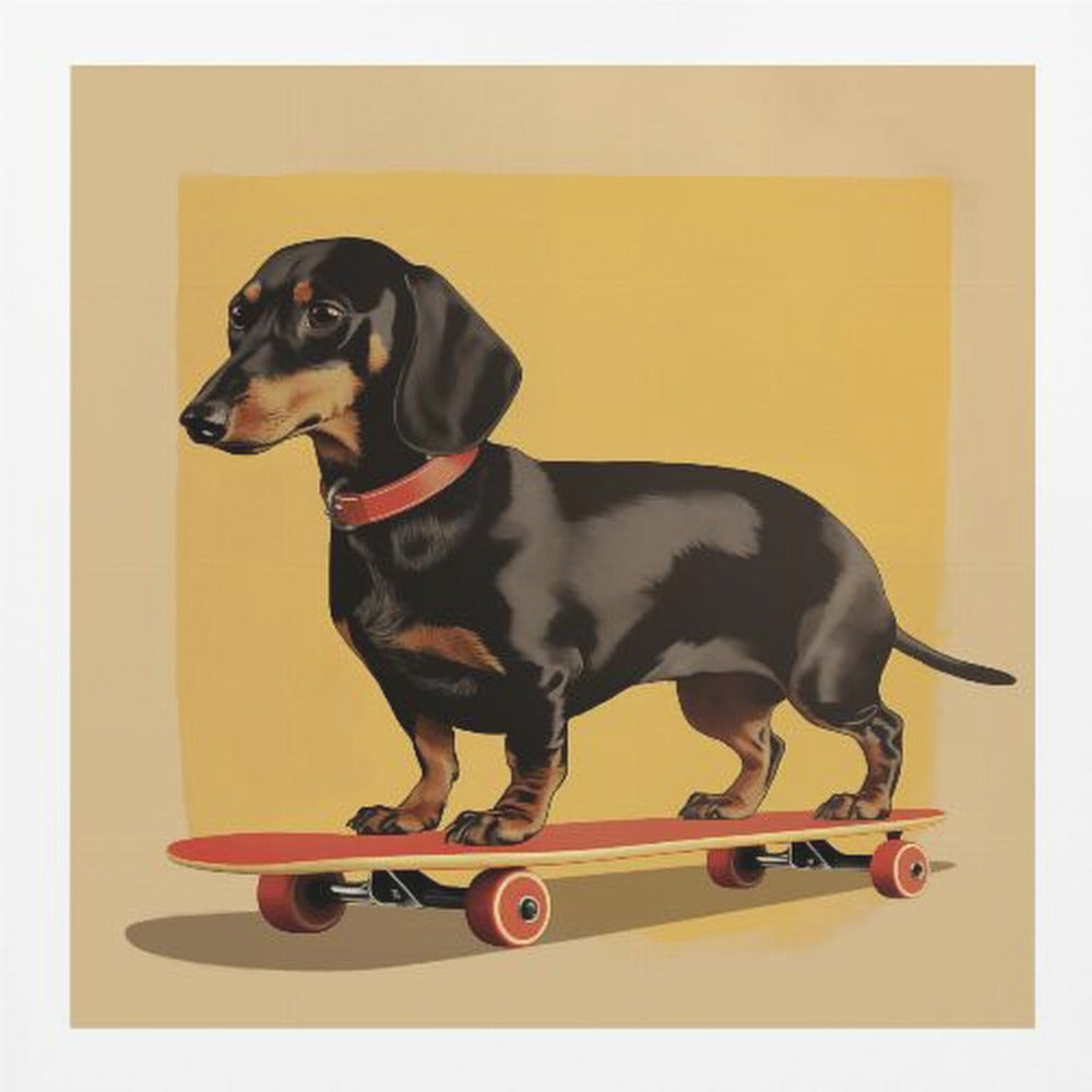Dachshund Skater - Poster / Art Print