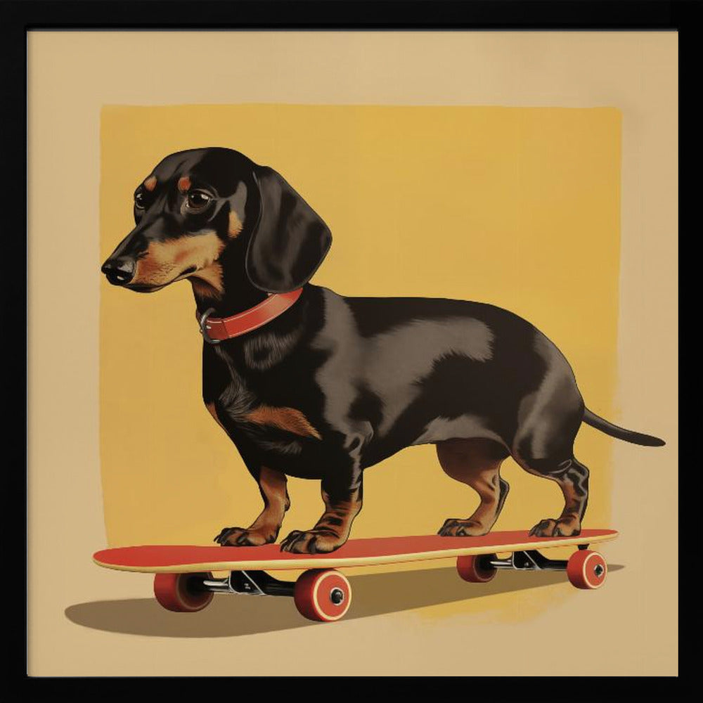 Dachshund Skater - Poster / Art Print