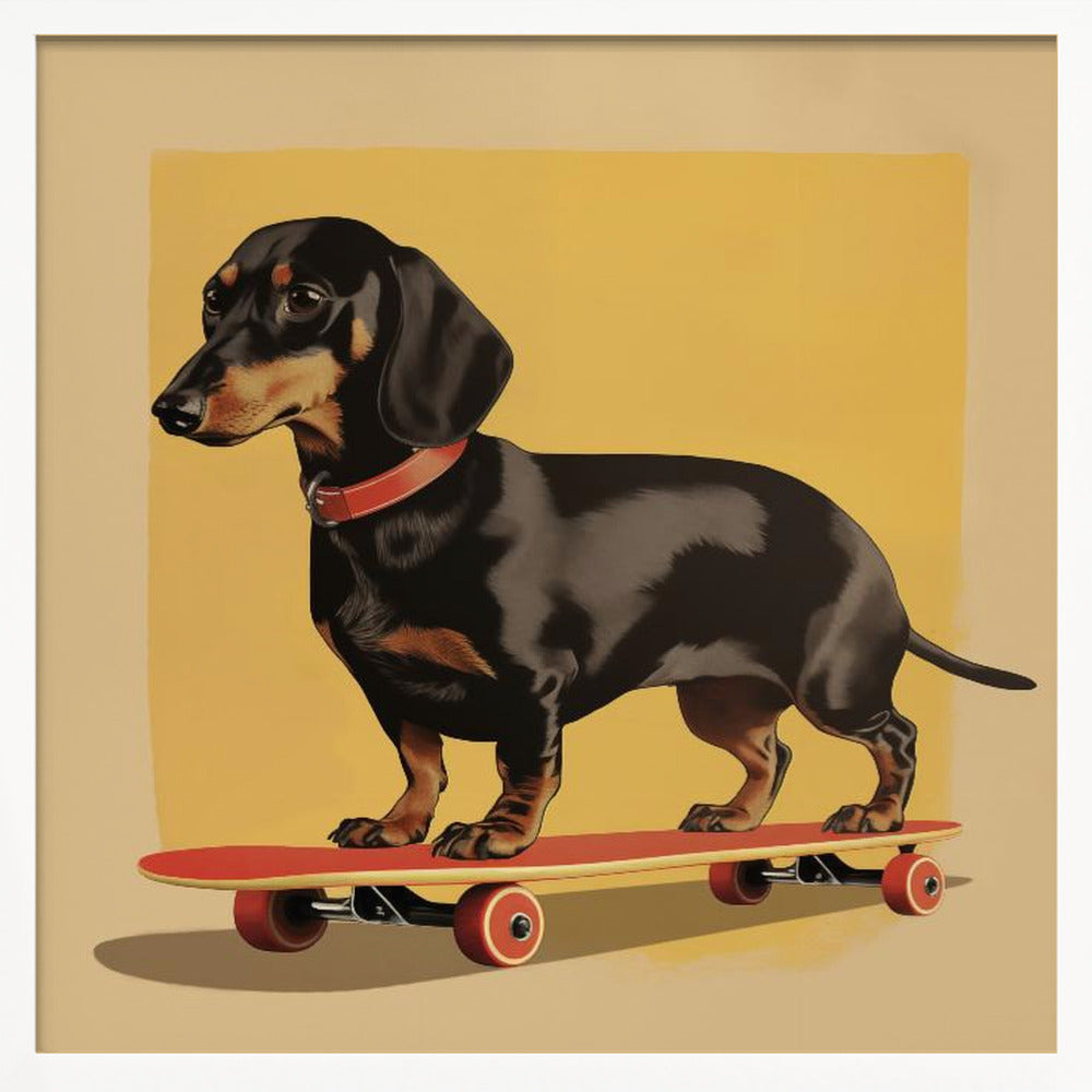 Dachshund Skater - Poster / Art Print