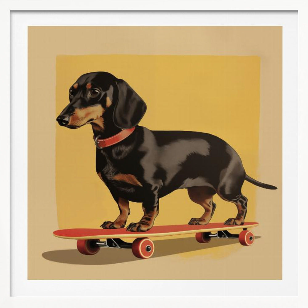 Dachshund Skater - Poster / Art Print