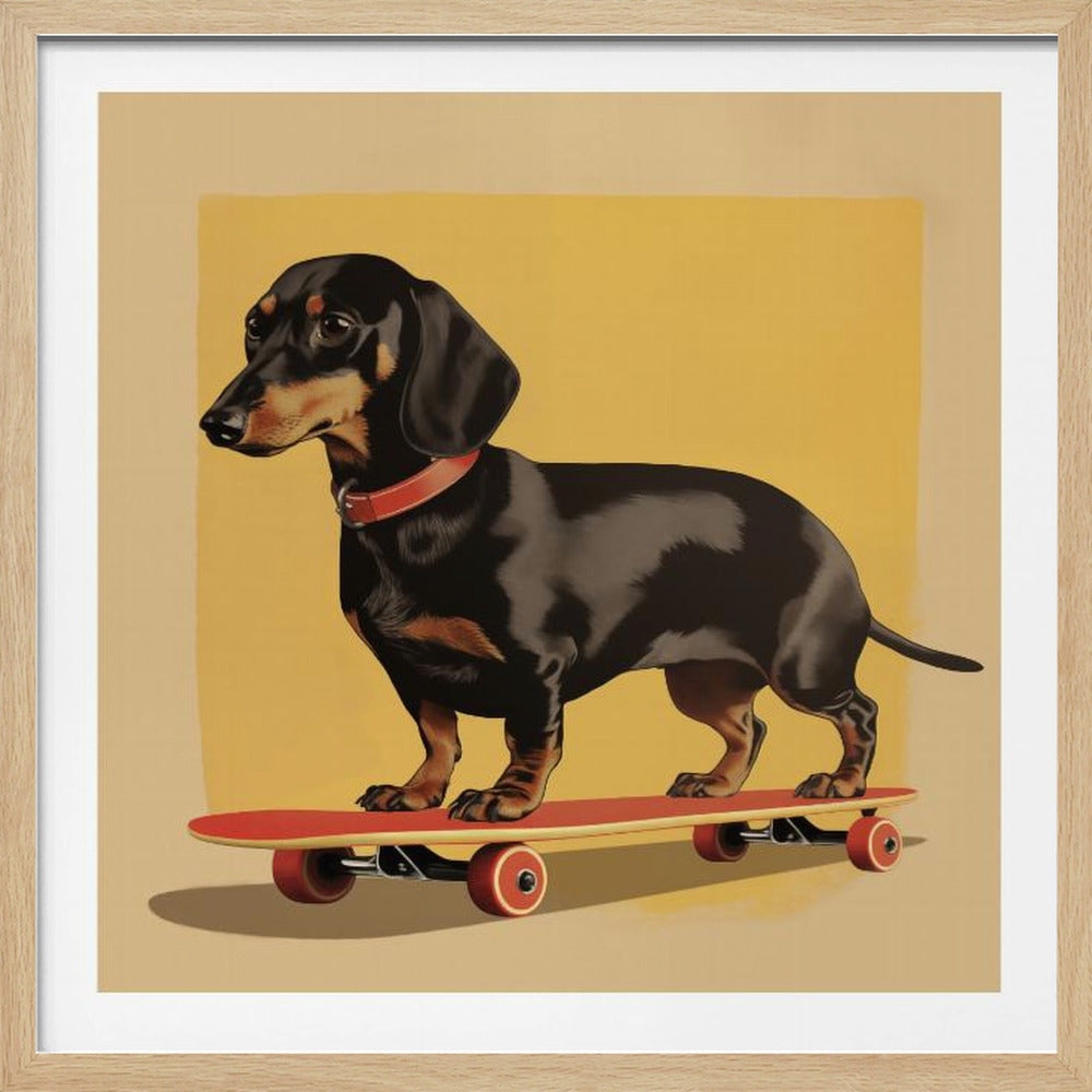 Dachshund Skater - Poster / Art Print