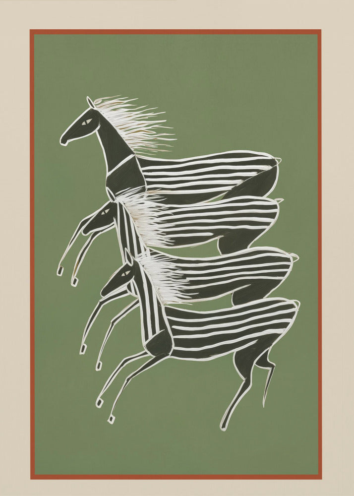 Horses In Stripes - Poster / Art Print