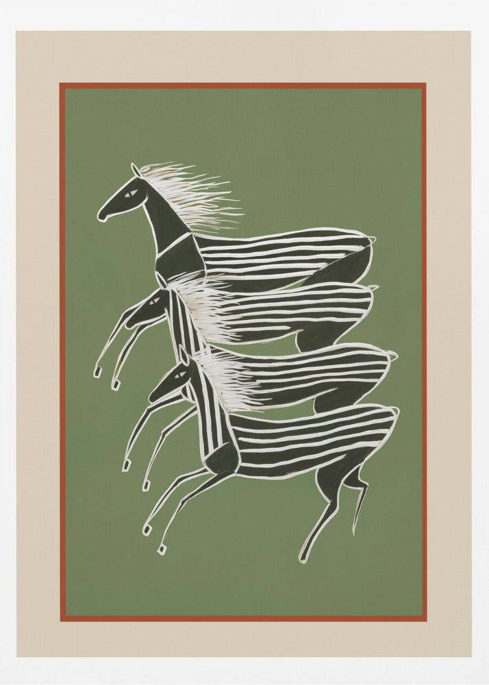 Horses In Stripes - Poster / Art Print