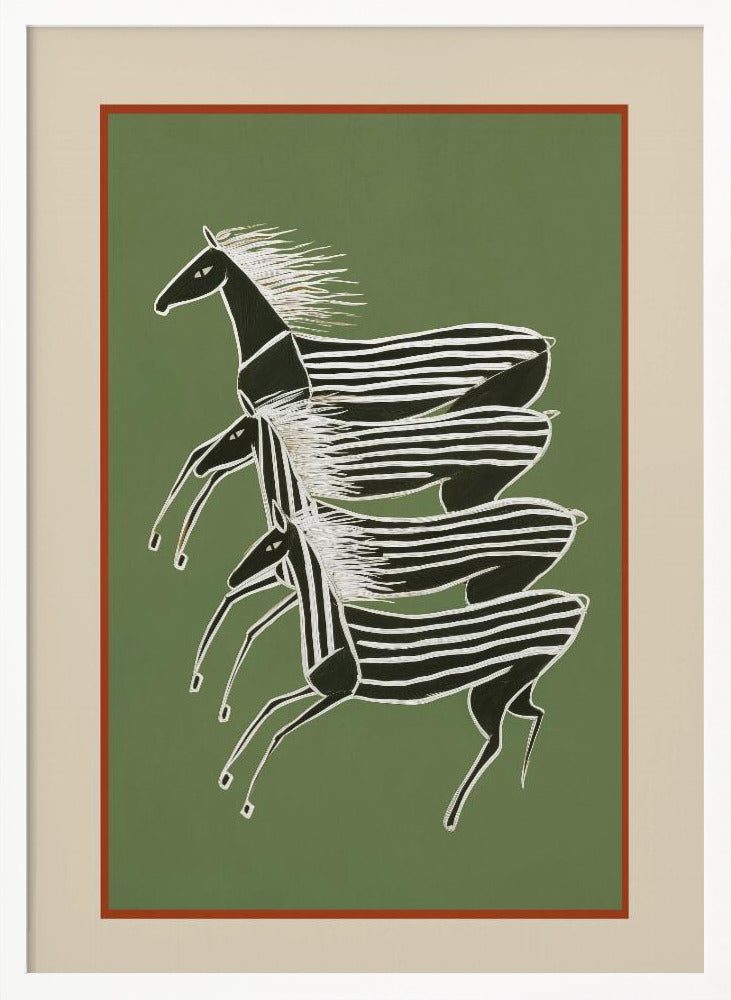 Horses In Stripes - Poster / Art Print