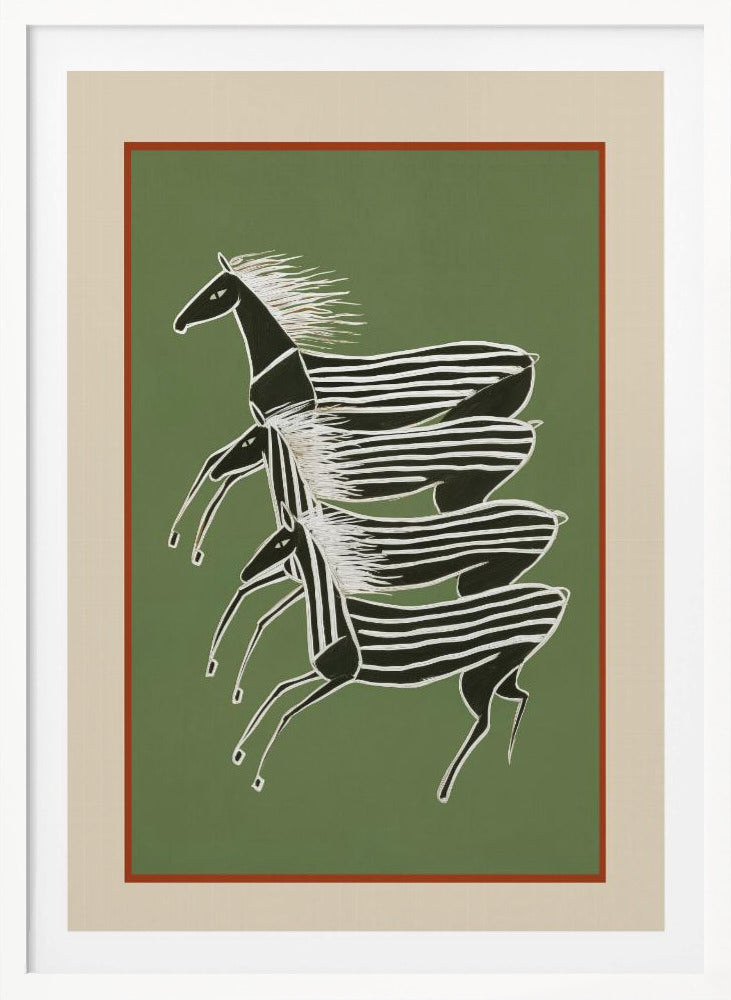 Horses In Stripes - Poster / Art Print