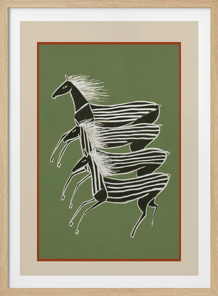 Horses In Stripes - Poster / Art Print