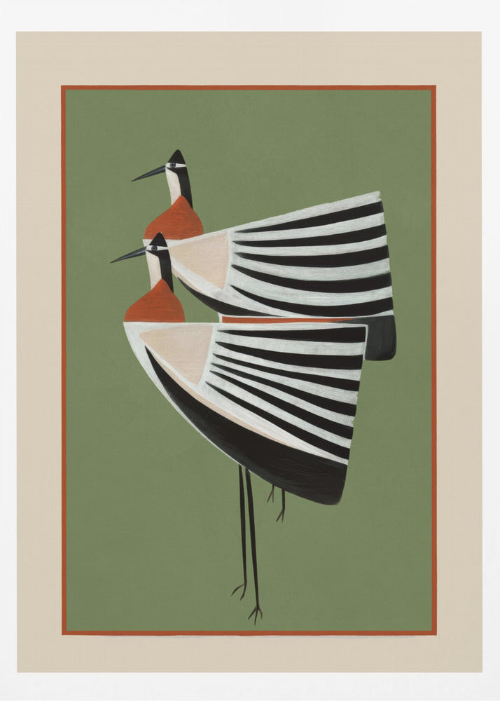 Striped Bird Pair - Poster / Art Print