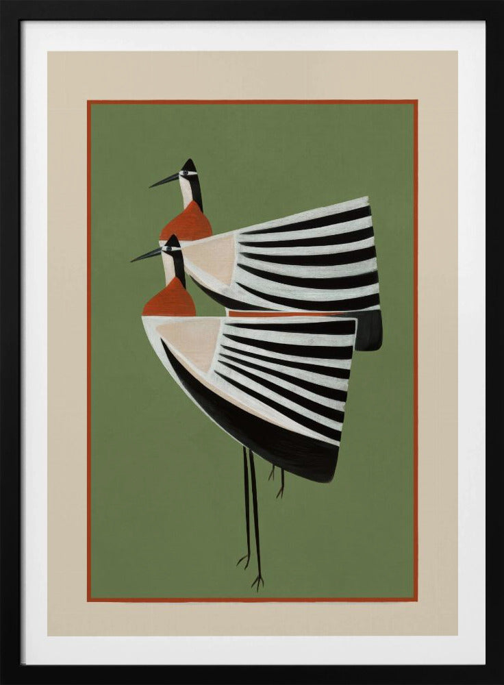 Striped Bird Pair - Poster / Art Print