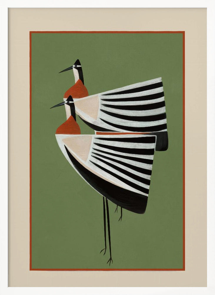 Striped Bird Pair - Poster / Art Print