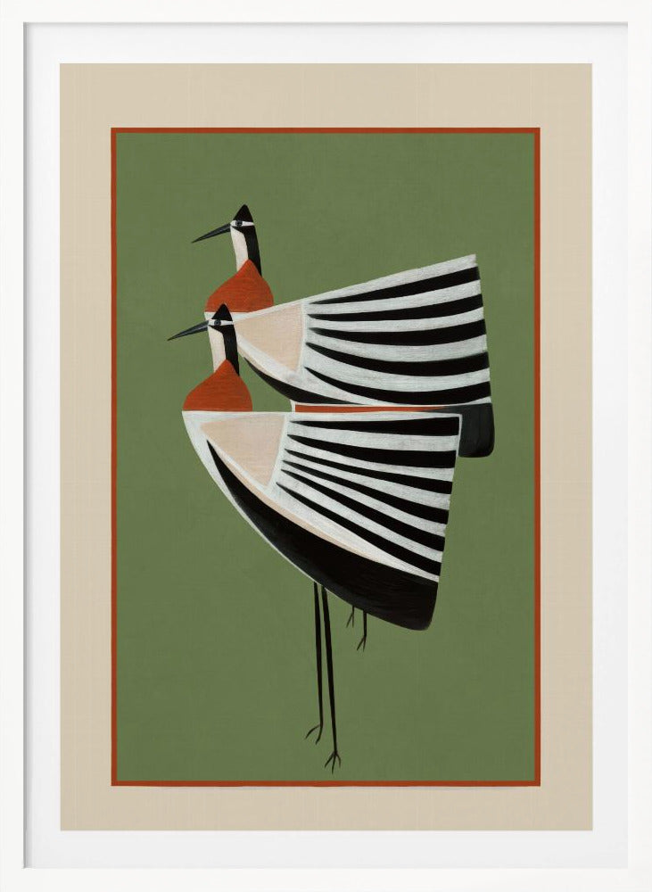 Striped Bird Pair - Poster / Art Print