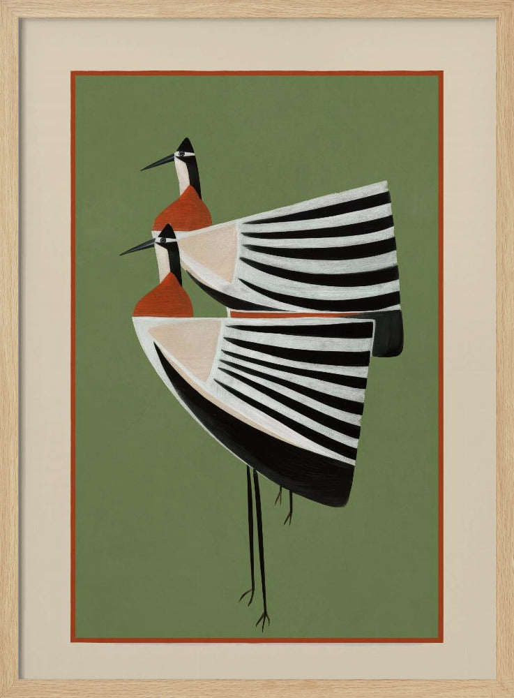 Striped Bird Pair - Poster / Art Print