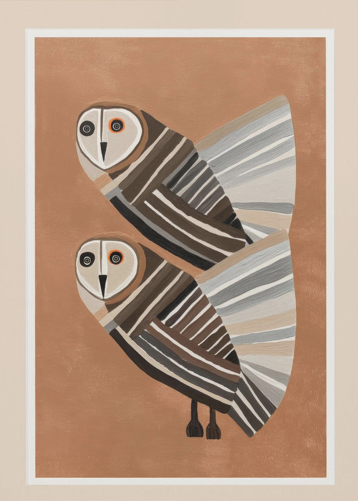 Striped Owl Pair - Poster / Art Print