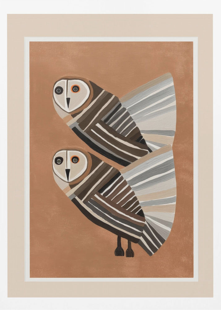 Striped Owl Pair - Poster / Art Print